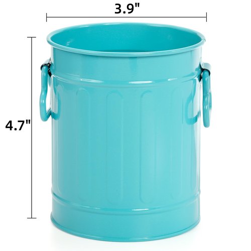 Noamus 9 Pack Metal Pen Holder, Mini Pencil Bucket with Handle, Desktop Pencil Cup Makeup Brush Organizer, Desk Colorful Small Pails, Stationary Supplies Container for Office Classroom School Crafts
