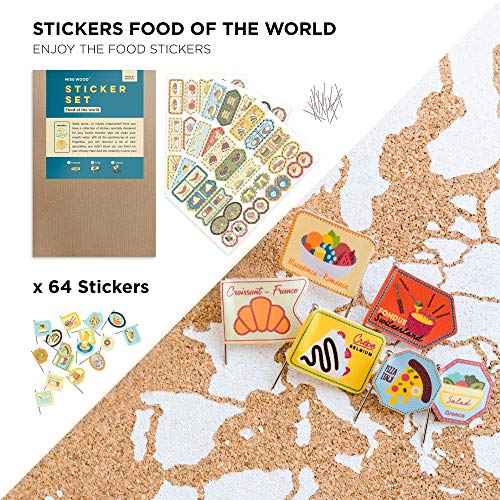 Push Pin Travel Map Kit Includes: Cork World Travel Map, World Flags, Monument and Food Stickers, for Travelers (White, L (17.7 x 23.6 inches)) (White, Puzzle XL Premium)