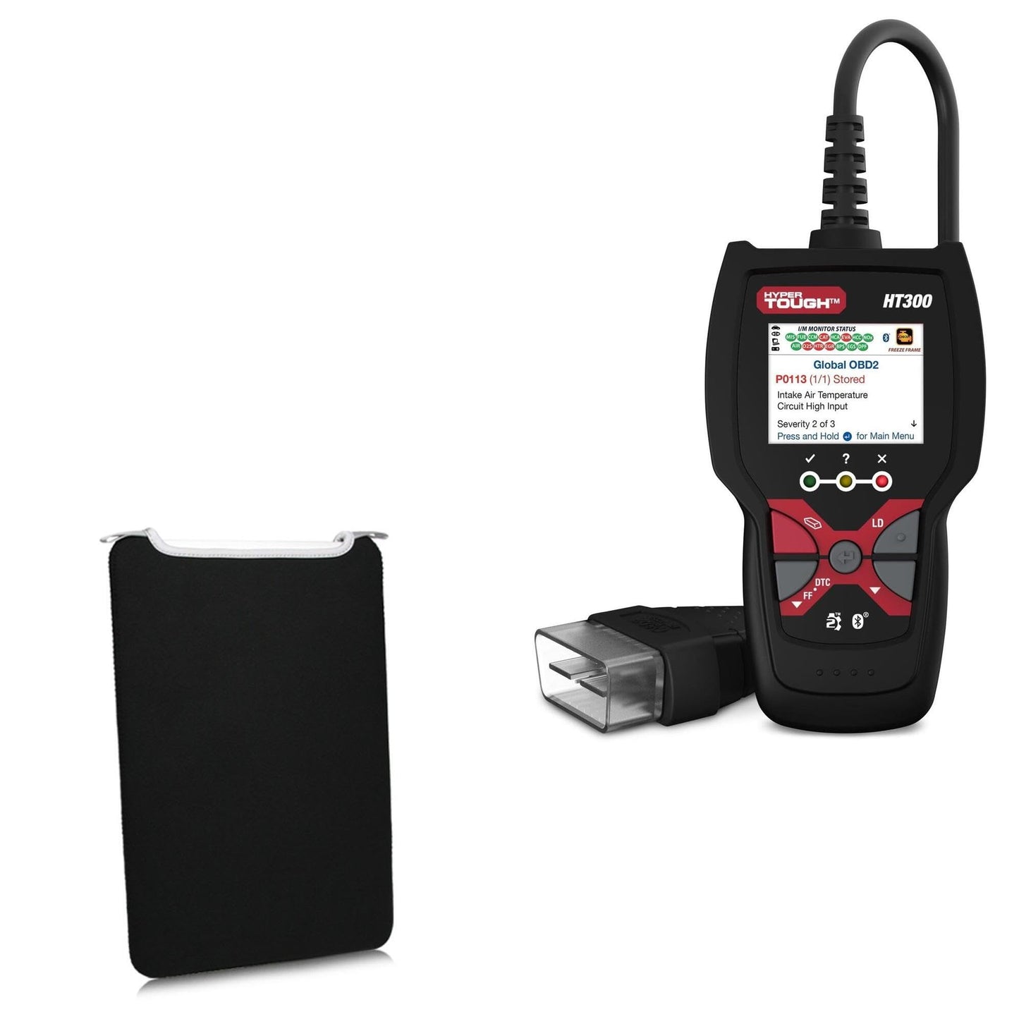 BoxWave Case Compatible With Hyper Tough HT300 Scan Tool - SlipSuit, Soft Slim Neoprene Pouch Protective Case Cover - Jet Black