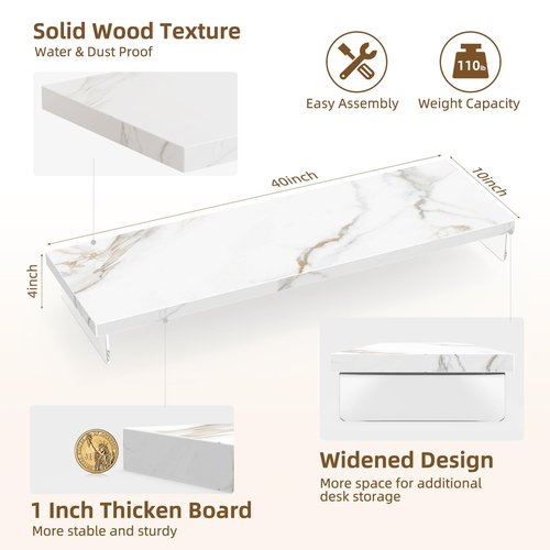SSWOOD Dual Monitor Stand Riser, 40" Large Computer Monitor Stands for 2 Monitors, Wooden Desktop Organizer Shelf for Office Desk Computer, Laptop, TV, Monitor, Printer