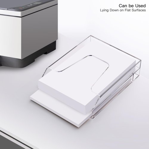 YUXUN Acrylic File Folder Holder, Vertical File Storage, Clear Desktop Organizer, 2 Pockets