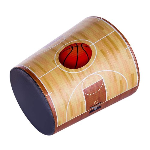 Scakbyer 10L/2.64 Gallon Trash Can, Decorative Waste Basket, PU Leather Waste Paper Basket, Waterproof Garbage Can for Bathroom, Bedroom, Office, Kitchen and Living Room - Basketball