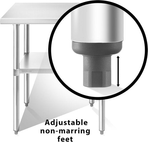 KUTLER Stainless Steel Table - 24 x 36 Inches | NSF Heavy Duty Prep Table with Undershelf for Kitchen