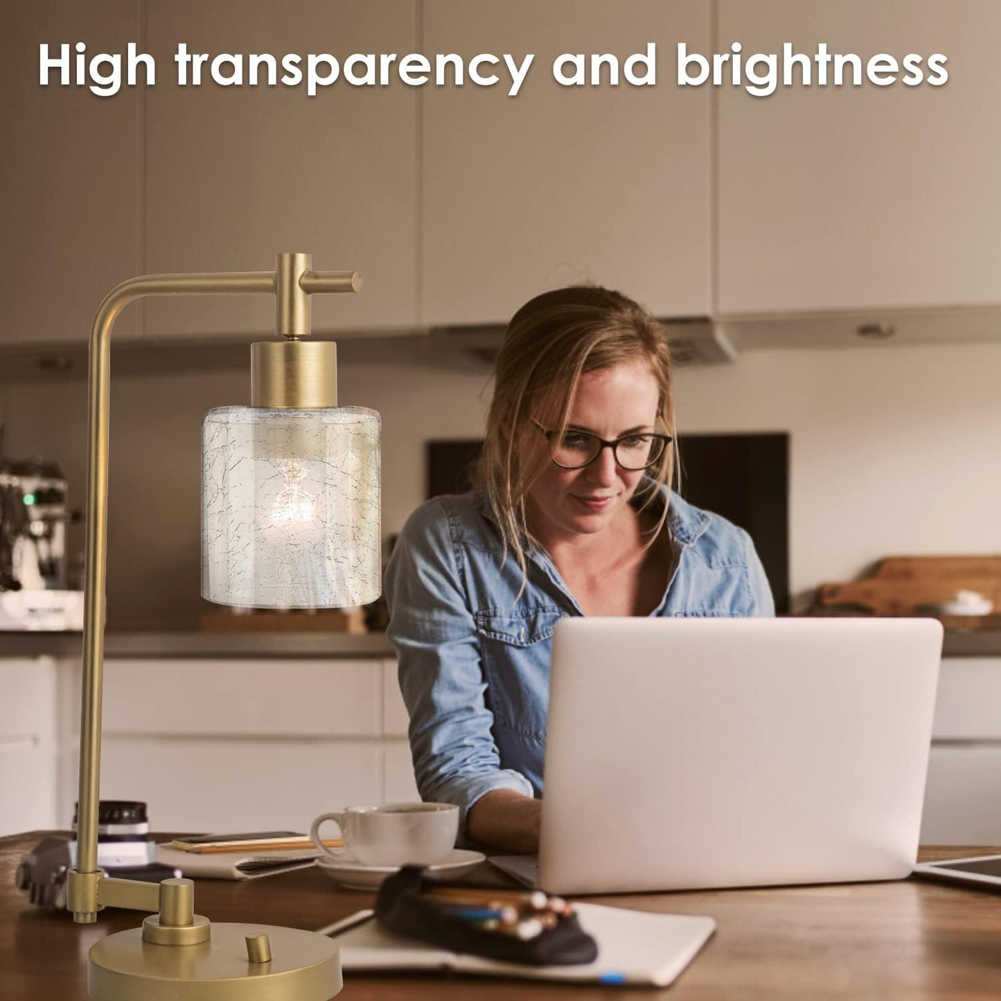 1 Pack Seeded Clear Glass Lamp Shade Replacement Glass Shade for Pendant light, Floor lamp, Desk lamp,Wall Sconces and Bathroom Vanity lights.1-5/8-Inch Fitter Opening