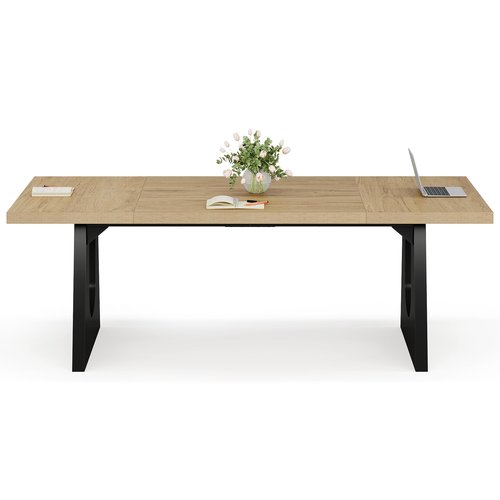 Tribesigns Large Conference Table, 70.9 Inches Rectangular Office Desk, Rustic Wood Conference Meeting Room Table for 6-8 People, Business Seminar Tables, Breakroom, Reception Office Furniture, Oak