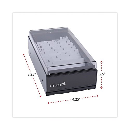 Universal Business Card File, Holds 600 2 X 3.5 Cards, 4.25 X 8.25 X 2.5, Metal/Plastic, Black