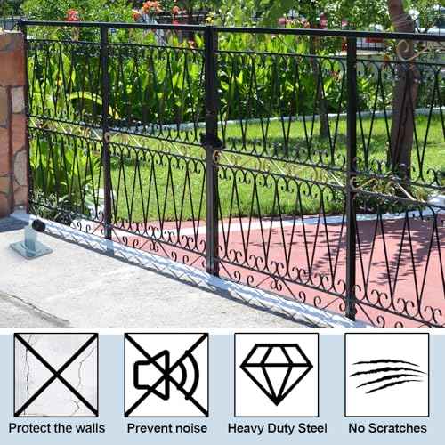 End Stop Heavy Duty Gate Stopper Floor Mount 4-5/8" Height for Outdoor Door Stop Gate with Base Plate Large Rubber Sliding Driveway Swing Rolling Door