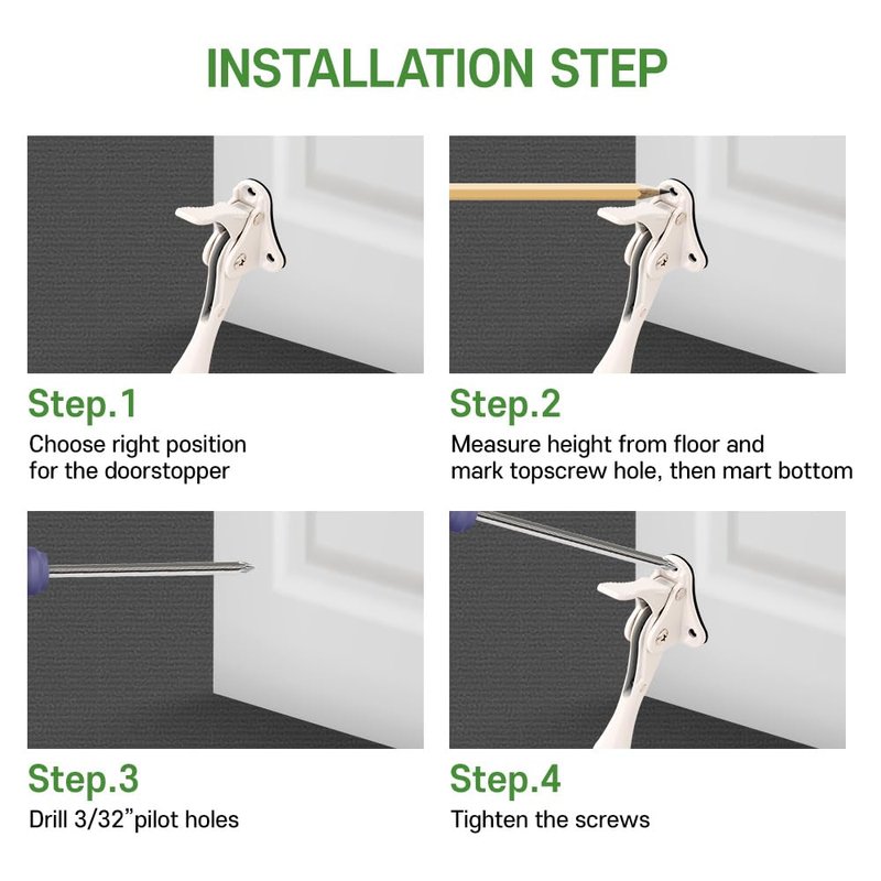 One Touch Kickdown Door Stopper, Door Holder, Heavy Duty Door Stops, Bottom of Door, Height-Adjustable Rubber Tips by HASHI (White 4 inch x 1pack)