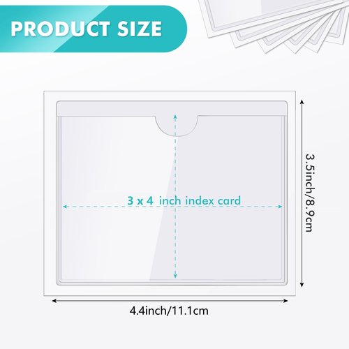 Outus 200 Pack Self Adhesive Label Pockets Bulk Plastic Labels Holders for Storage Bins Clear Classroom Nameplate Sleeves Index Card Tote Photos Waterproof Protect Office(3.5 x 4.4 Inch)