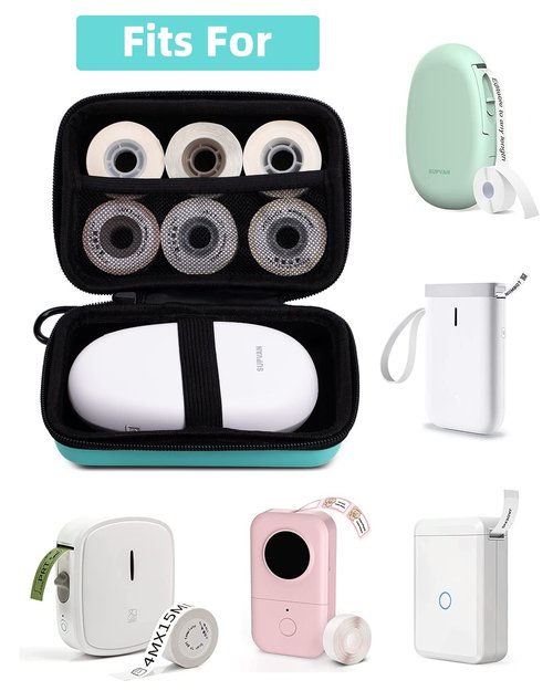 Phomemo Label Printer Case Hard Carry Case Compatible D30/M02/T02/M110/P21/D110 Label Printer, Label Maker Labeler Storage Holder, Green