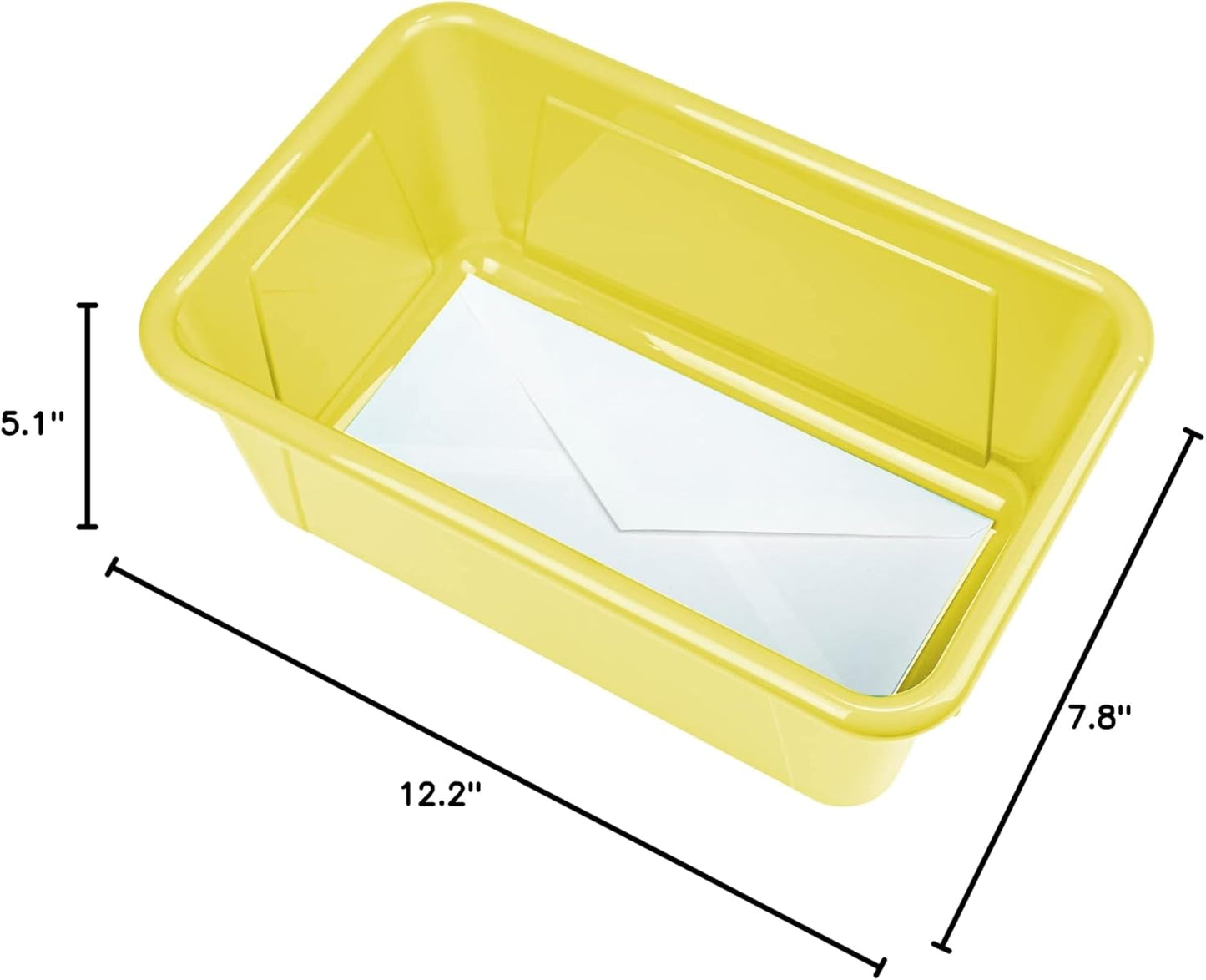Storex Small Cubby Bins - Pack of 5, 12.2 x 7.8 x 5.1 Inches, Bright Yellow Storage Solution