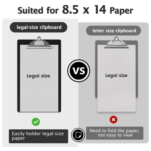 Macroclo Legal Size Clipboard, Black Plastic 8.5 x 14 Clip Board for Lawers, Heavy Duty Butterfly Clip, 9 x 15 in, Office & School Supply(Pack of 10)