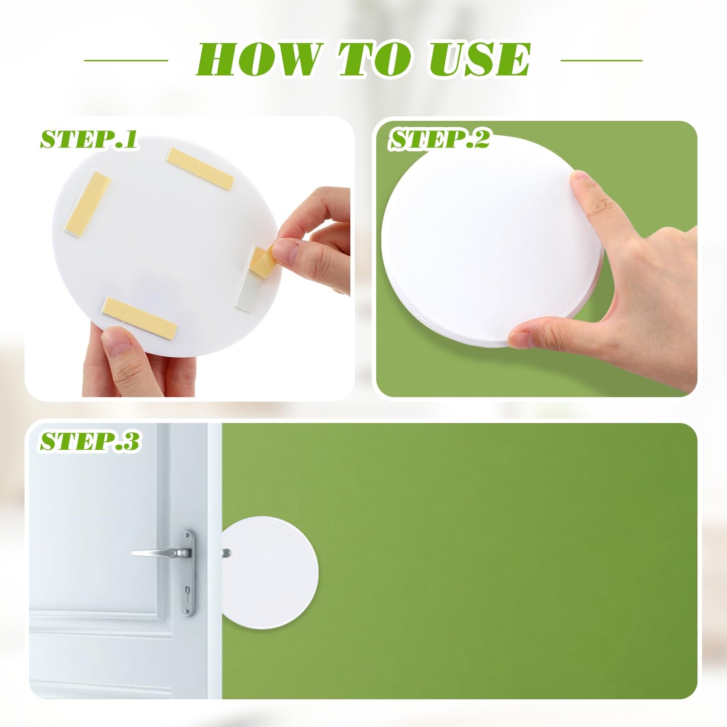 BBTO 48 Pcs Door Stoppers Wall Protector 5 Inch Door Knobs Protector Round Wall Hole Cover Plastic Wall Self Adhesive Protector Avoiding Broken