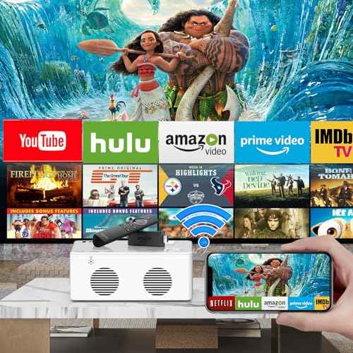 Mini WiFi Projector with Bluetooth, 1080P HD Portable, Outdoor Movie Projector for Smartphone, Compatible with iOS/Android/PC/TV Stick/PS5/HDMI/USB/TF