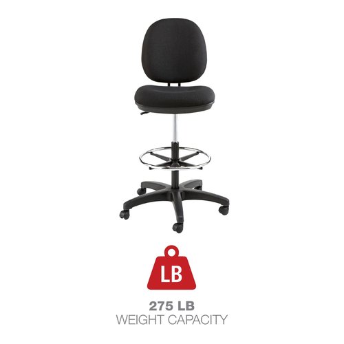 Alera Interval Series Swivel Task Stool, 100% Acrylic, Black