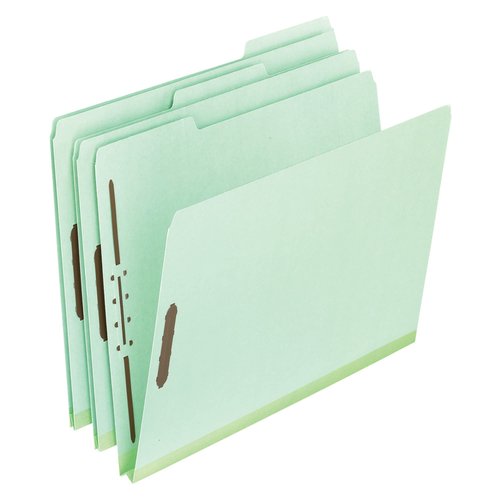 Pendaflex 17186 Pressboard Folders, 2 Fasteners, 2" Expansion, 1/3 Tab, Legal, Green (Box of 25)