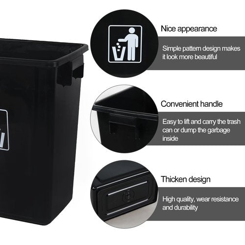 Ysmiltion 10 Gallon Plastic Kitchen Wastebasket, Large Plastic Wastebasket, 4 Packs, Black