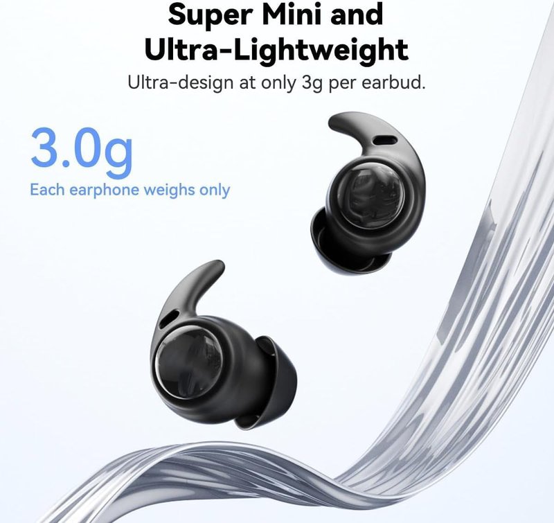 NE76 AI Translation Headphones Real Time 150 Languages, Sleep Earbuds Bluetooth 5.4 in Ear, Mini Sleep Headphones Small Design for Side Sleepers for Travel Education Business Meetings Smoky Black
