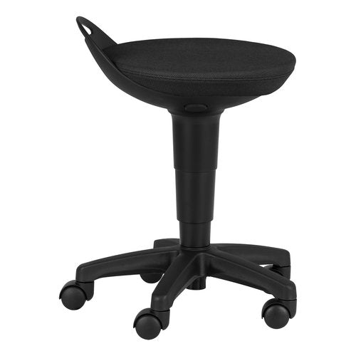 Learniture Rolling Adjustable-Height Padded Stool - Black