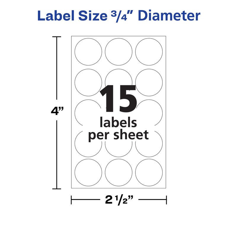 Avery Multi-Use Removable Labels, 3/4 Inch Round Stickers, White, Non-Printable, 315 Blank Labels Total (6738)