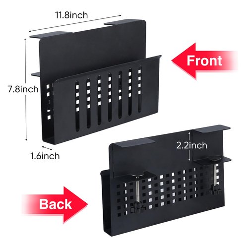 Gorviomy Desk Organizer for Laptop Clamp-On Desk Shelf, No Drilling Standing Desk Drawer, Under Desk Cable Management Tray,Attachment For Office Supplies & Studio Essentials (Black)