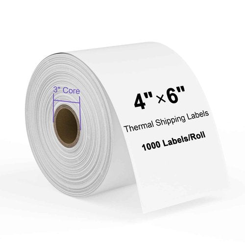 Thermal Shipping Labels, SJPACK 4”x6” Shipping Mailing Labels with Perforated Line, 3" Core, Label Stickers, Shipping Labels Compatible with Zebra Thermal Label Printers,1000/Roll, 4 Roll