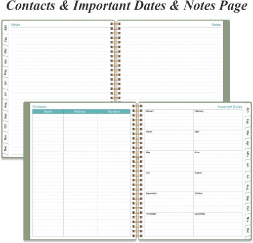 2026 Planner - Monthly Planner with Flexible Cover, Inner Pocket | 8.5" x 11", Green-B