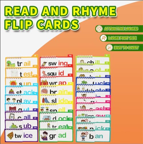 30 Read and Rhyme Flip Books, Word Family Build Book, ABC Vocabulary Flashcards, Kindergarten Sight Word Flash Cards, Reading Flip Books for Kids, Homeschool Supplies