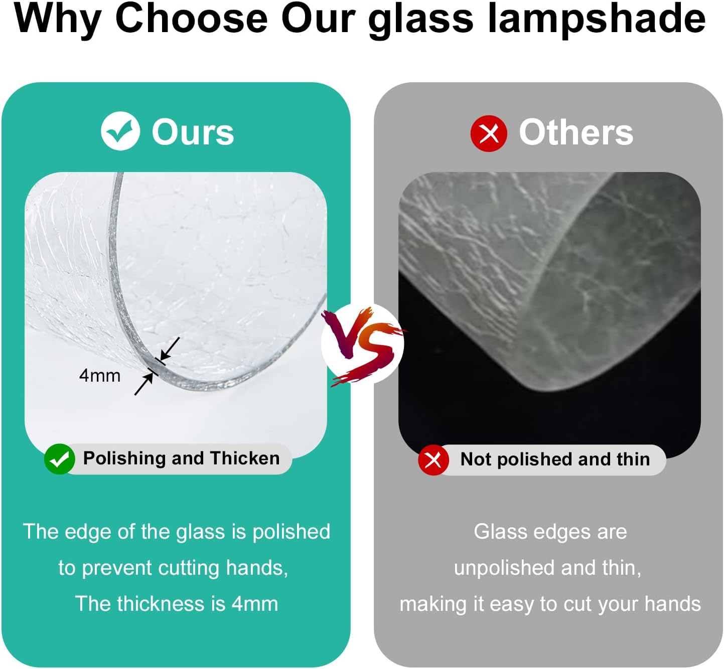 1 Pack Seeded Clear Glass Lamp Shade Replacement Glass Shade for Pendant light, Floor lamp, Desk lamp,Wall Sconces and Bathroom Vanity lights.1-5/8-Inch Fitter Opening