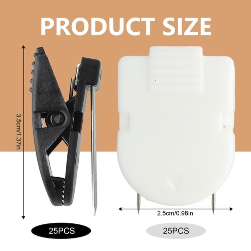 50 Pieces Cubicle Clips for Fabric Walls, Cubicle Pins for Fabric Walls, Strong Hold Office Partition Hooks for Hanging Photos Frame Office Notes Memos Messages Accessories (Black,White)