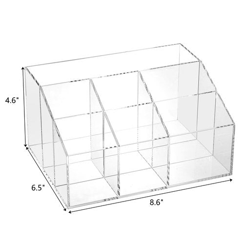 Dicunoy Acrylic Desk Organizer, Clear Pen Holder with 7 Compartments, Stationary Notebooks Pencils Storage for School, Classroom, Artist, Student, Office, Craft Room Supplies, Makeup Organization