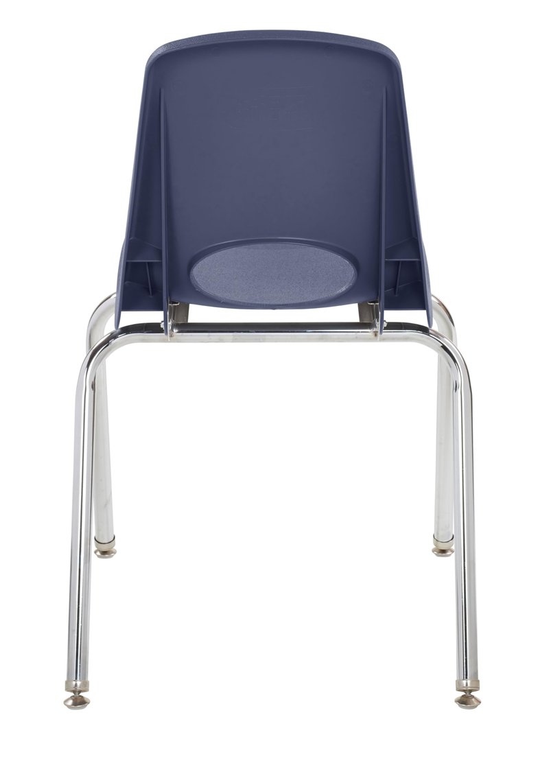 FDP 18" School Stack Chair,Stacking Student Seat with Chromed Steel Legs and Nylon Swivel Glides For In-Home Learning, Classroom or Office - Navy (4-Pack), 10384-NV