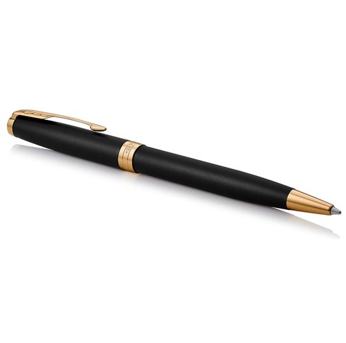 Parker Sonnet Ballpoint Pen | Matte Black Lacquer with Gold Trim | Medium Point Black Ink | Gift Box