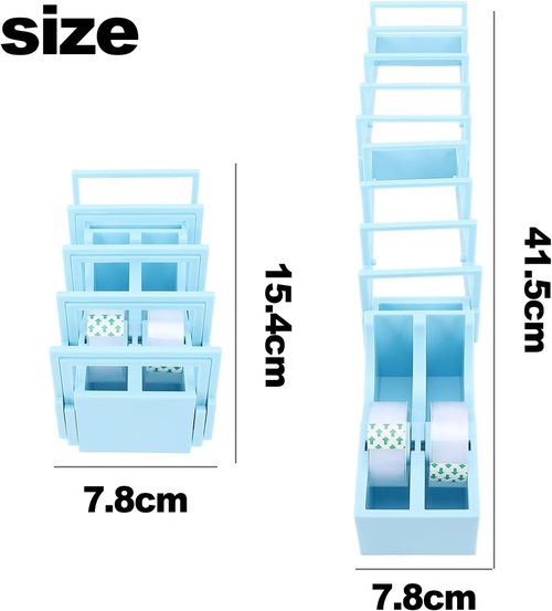 Tape Zoomie Dispenser for Wrapping, Portable Foldable Double Roll Tape Dispenser Assistant, Multi Roll Ribbon Cutter Machine or Packaging, Crafting, Wrapping Presents, Strong & Sturdy (Blue)