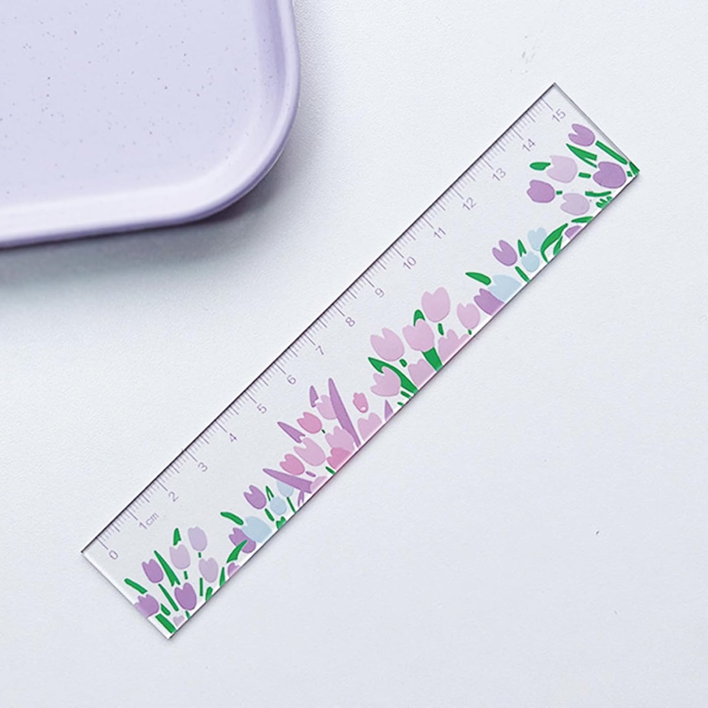 Skiennix Cute Acrylic Rulers - 15cm Floral Cartoon Design for Journals | Perfect for Women & Girls