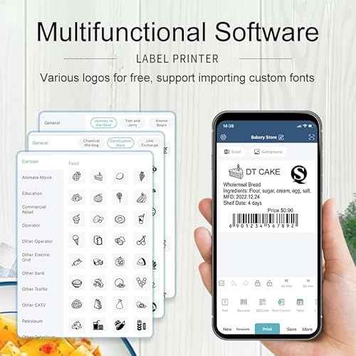 DP23 Label Maker, Bluetooth Portable Thermal Printer Sticker Printer for Home Office Organization Clothing Jewelry Retail Barcode Sticker Maker Machine with 2'' x1.18'' Labels-200pcs/Roll