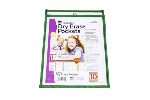 Charles Leonard Dry Erase Pockets, 9" x 12", Assorted Colors, Set of 30 (29030)