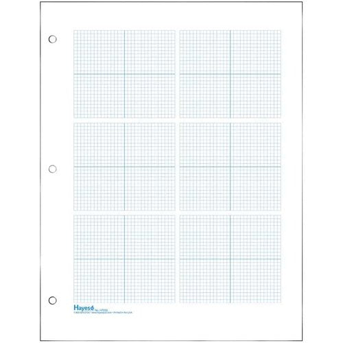 Geyer Instructional Products - 6 Grid Graph Paper, 1/8" Squares and Accentuated Axes, Double Sided, Blue Lined, 500 Sheet Ream, Three Hole Punched