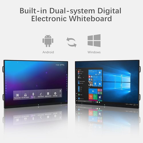 TIBURN HQ Board 75" R2 MAX,Smart Board 4K UHD Touch Screen All-in-One Computer for Office and Classroom with Windows 11 Pro & Open App Ecosystem