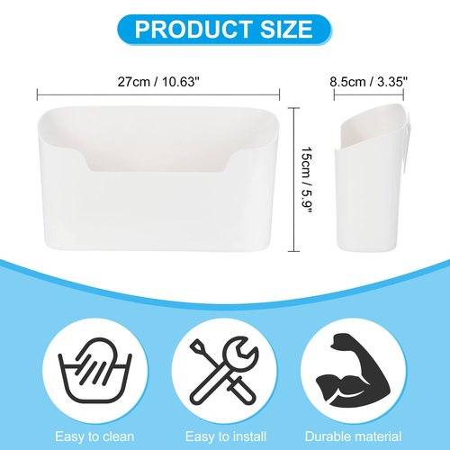 uxcell 3Pcs No Drilling File Holder, Wall File Organizer Magazine Holder Hanging Mail Organizer Adhesive Wall Pocket Office Supplies, White