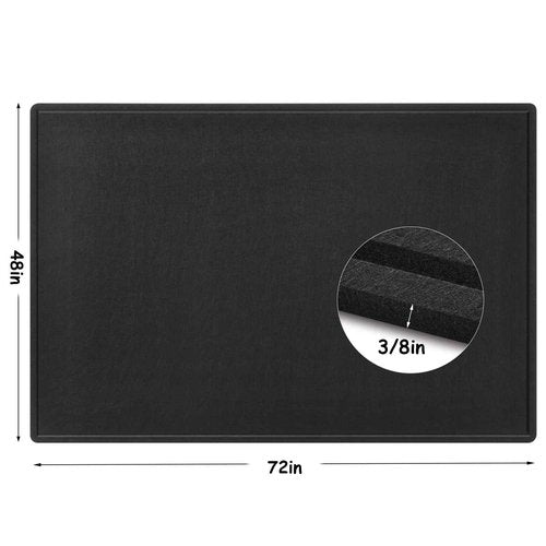 Large Bulletin Board - 72 x 48 Inches, Foldable Decorative Felt Board for Wall Photo Display Board with Self-Adhesive Tape, Includes 36 Push Pins - Black