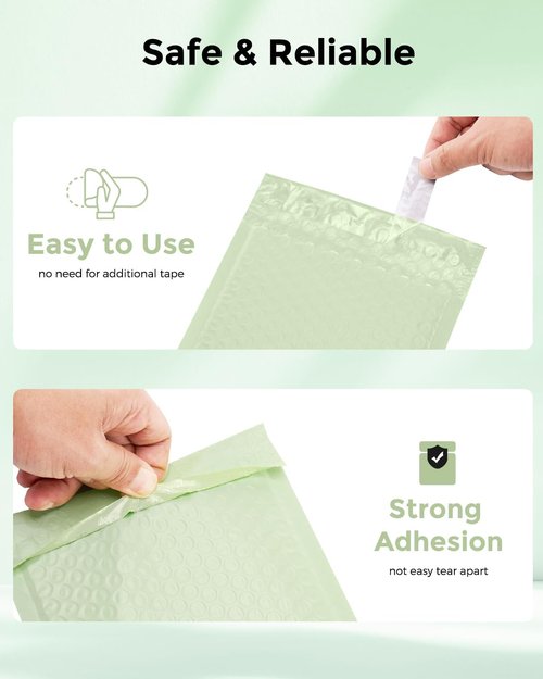 Metronic Bubble Mailers - 100 Pack Mint Green Self-Seal Padded Envelopes | Waterproof 6x10" Size for Jewelry Shipping