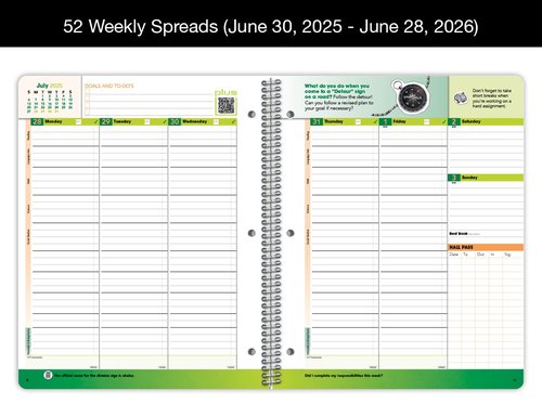Dated Middle High School Student Planner 2025-2026 Academic School Year, Large (8.5" by 11") Matrix Style Datebook with Classic Middle/High Matrix Cover