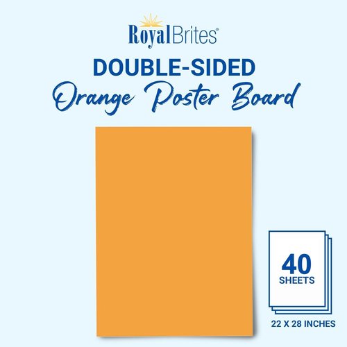 Orange Poster Board, Premium 2-Sided 22x28 Poster Board for School Projects, Arts & Crafts, Water & Fade Resistant Posterboard for Signs & Presentations, Large Poster Board 22x28”, 40 Count