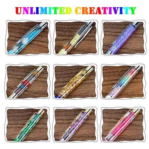 28 Pack Colorful Empty Tube Floating DIY Pens, with 12 Kinds of Dried Flowers Building Your Favorite Liquid Sand Gift Sliver Gold