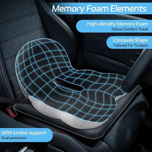 Memory Foam L-Shaped Integrated Seat Cushions & Car Seat Cushion - Coccyx Tailbone Pain Relief, Posture Corrector, Breathable Ergonomic Design for Office Chair, Home, Car, Long Drives (A)