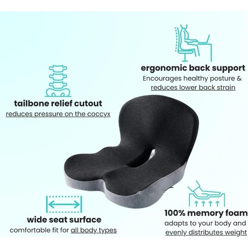 GBTJYRYC Welnax Lumbocare Pro Cushion, Reenly Back and Seat Cushion, Reenly Car Seat Cushion for Cars with Lumbar Support, Seat with Back Support for Office Chair (Black)