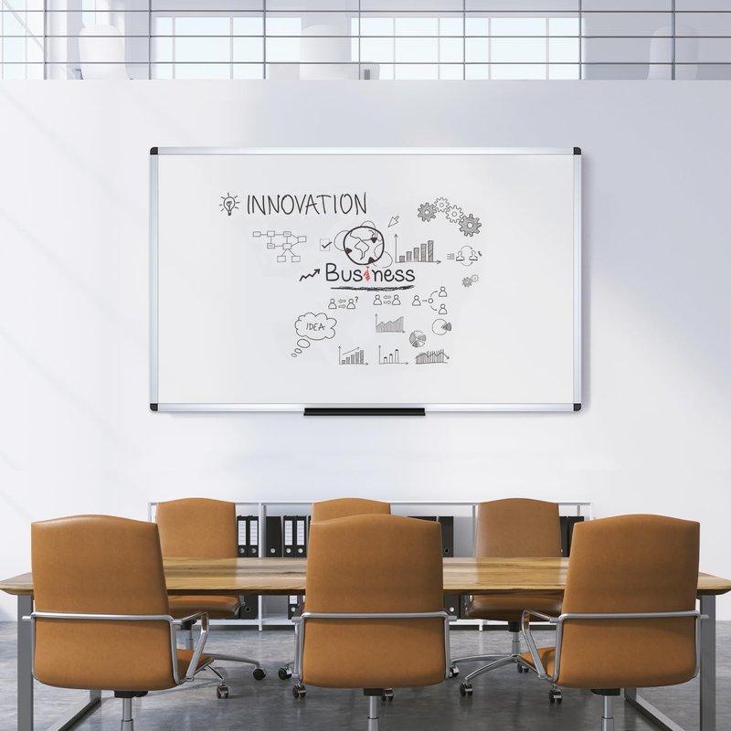 VIZ-PRO Large Magnetic Dry Erase White Board for Wall, 60 X 48 inches, Pack of 2, 5' x 4' Aluminum Framed Whiteboard with Marker Tray for School Office Home