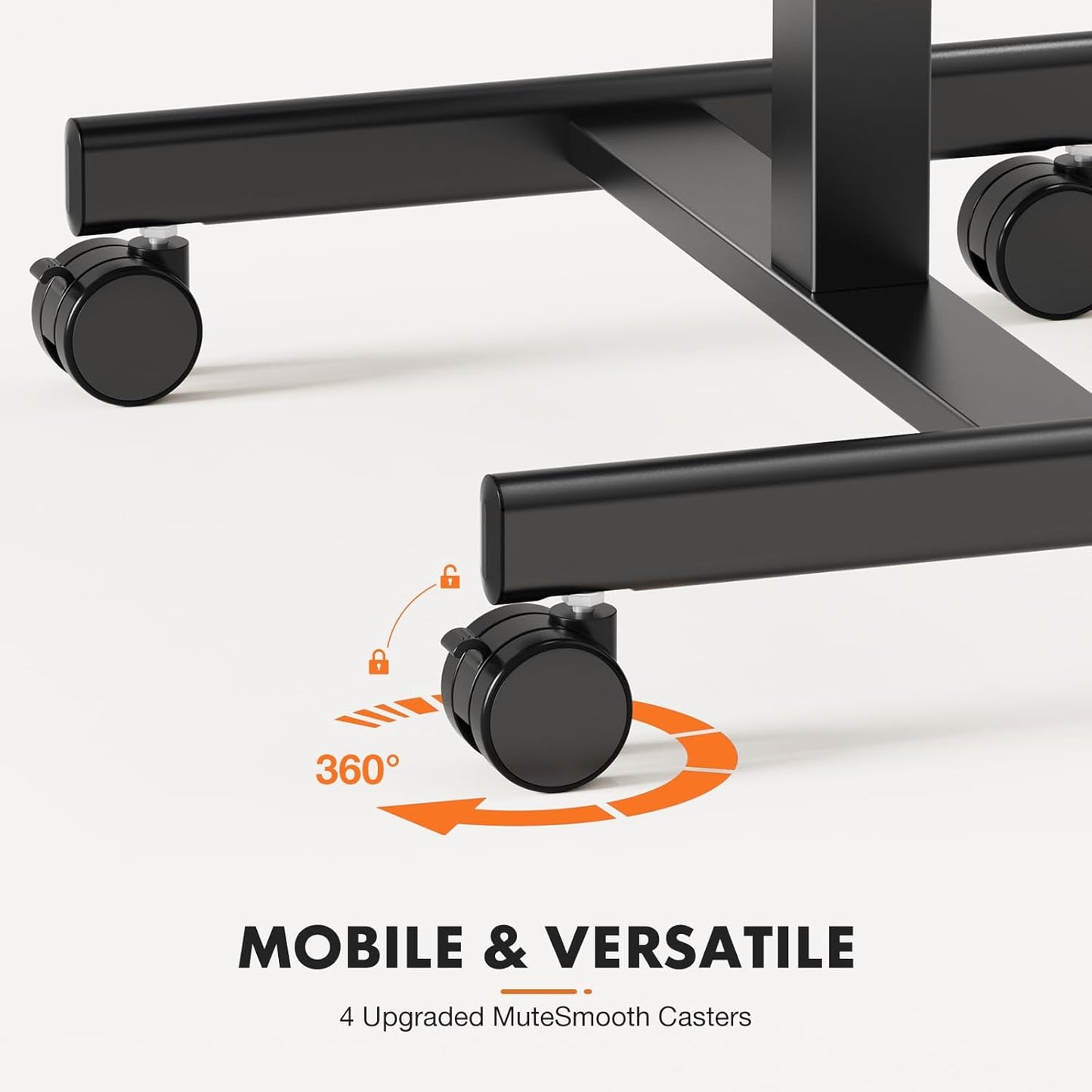 Sweetcrispy Mobile Small Standing Desk - Adjustable Height Portable Laptop Desk with Lockable Wheels | Modern Black