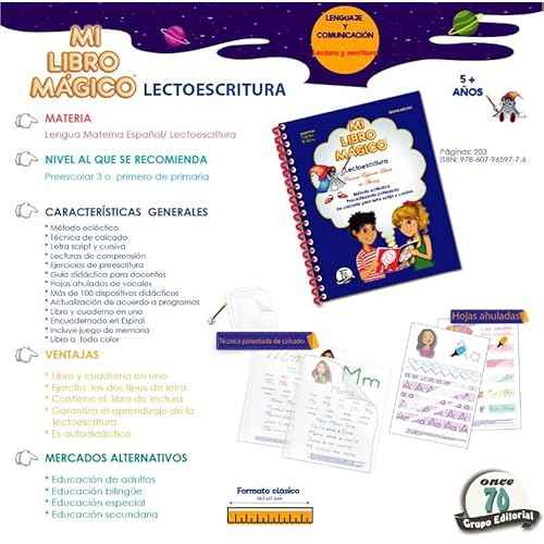 Mi Libro M?gico Lectoescritura, EL ORIGINAL desde 1950, Aprende a leer y a escribir de manera divertida, para ni?os de 5 a?os en adelante, Medidas: 20.5 x 27.5 cm. Edici?n espa?ol.